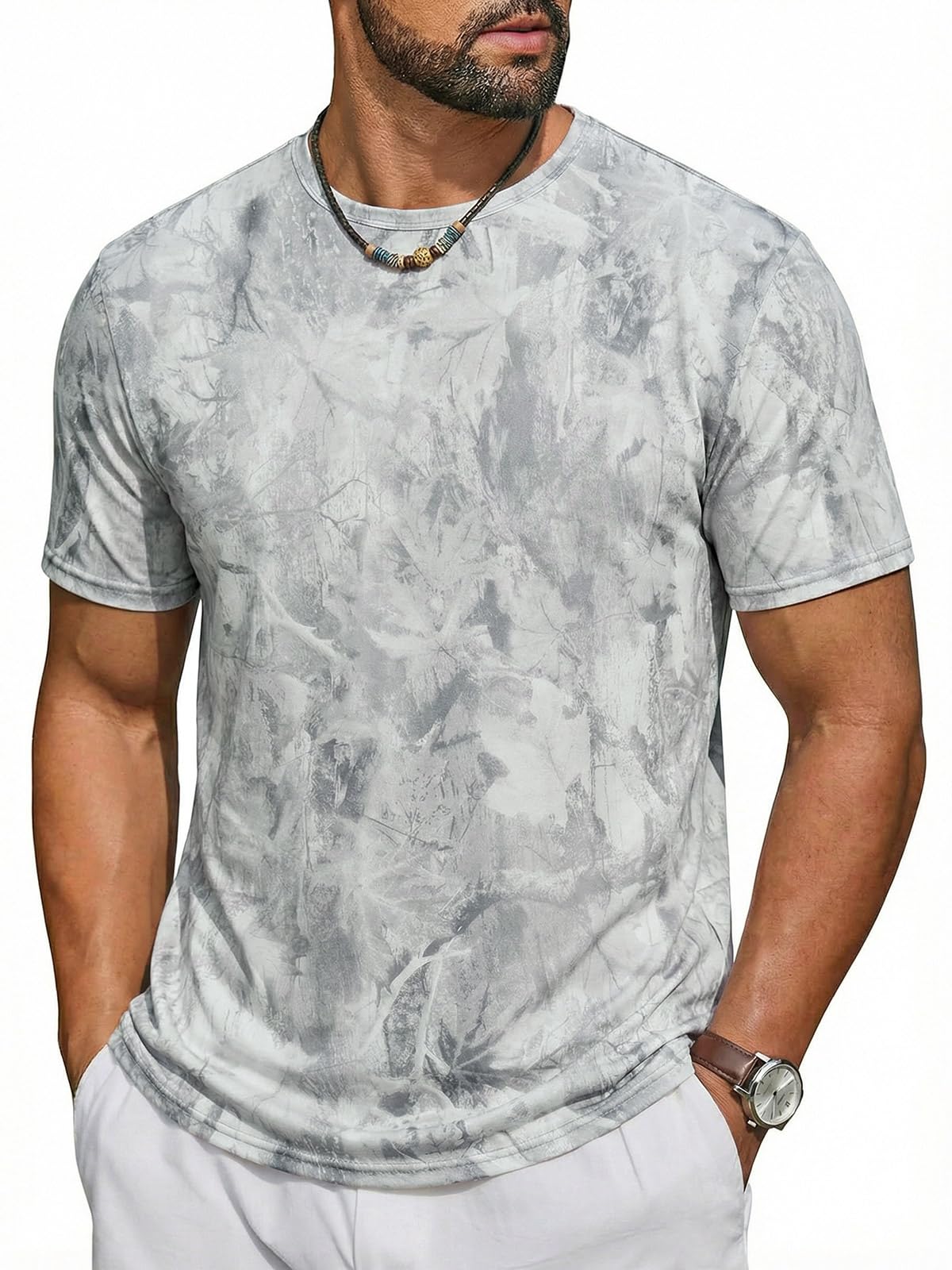 Runcati Mens Short Sleeve Crew Neck T-Shirt Tie Dye Casual Graphic Shirt Hipster Stretchy Tee Tops