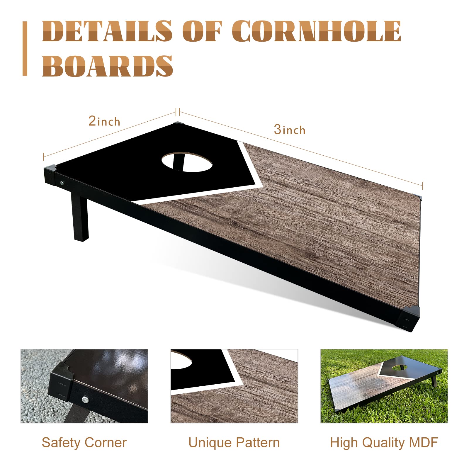 Cornhole Spiel Set - Komplett Mit 2 Brettern & 8 Bohnensäckchen