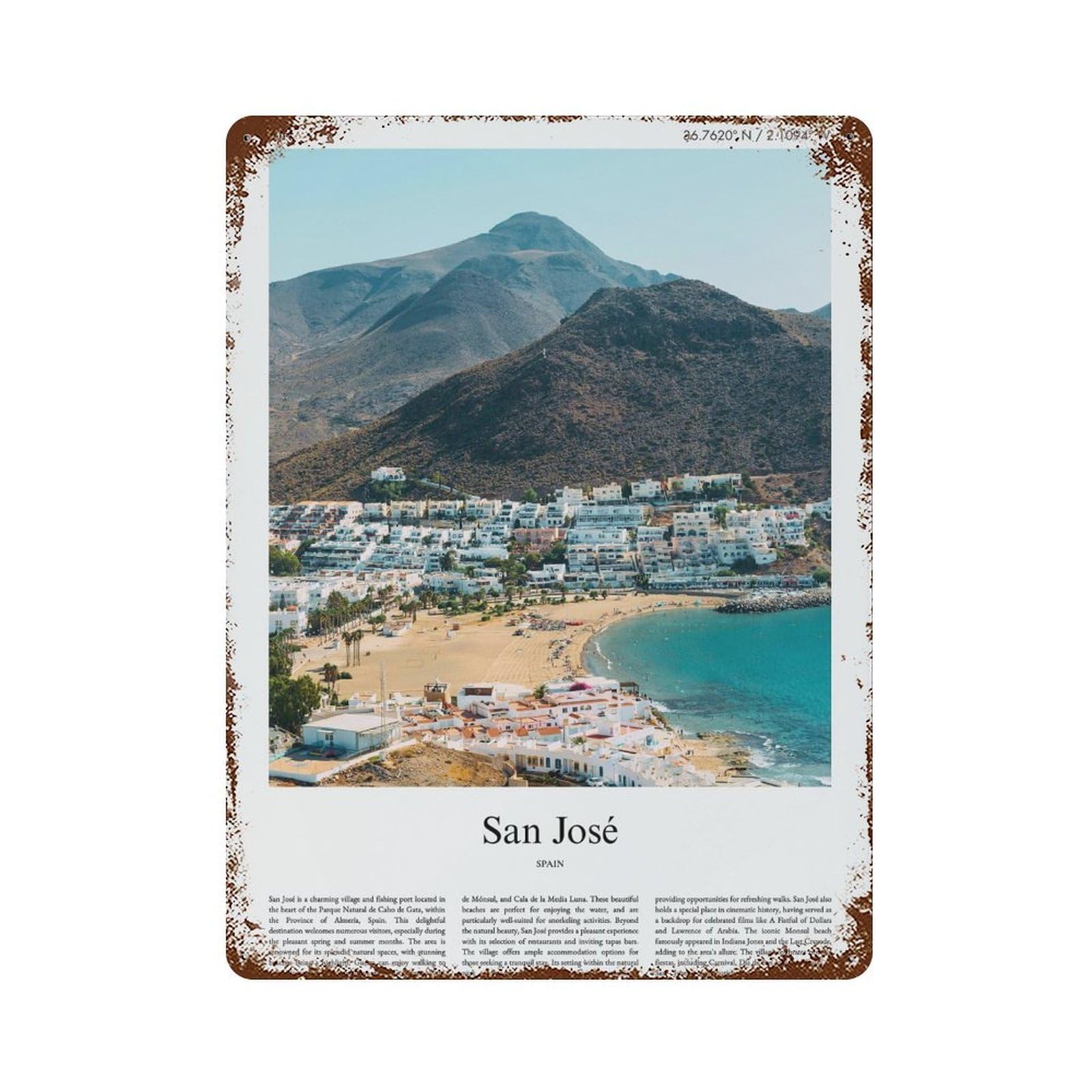 xiaoxiaoshen San José Spain City Scenery Wall Decor Art Metal Tin Poster Modern Home Decor Art Home Bar Shop Decorations Vintage Sign 40x30cm