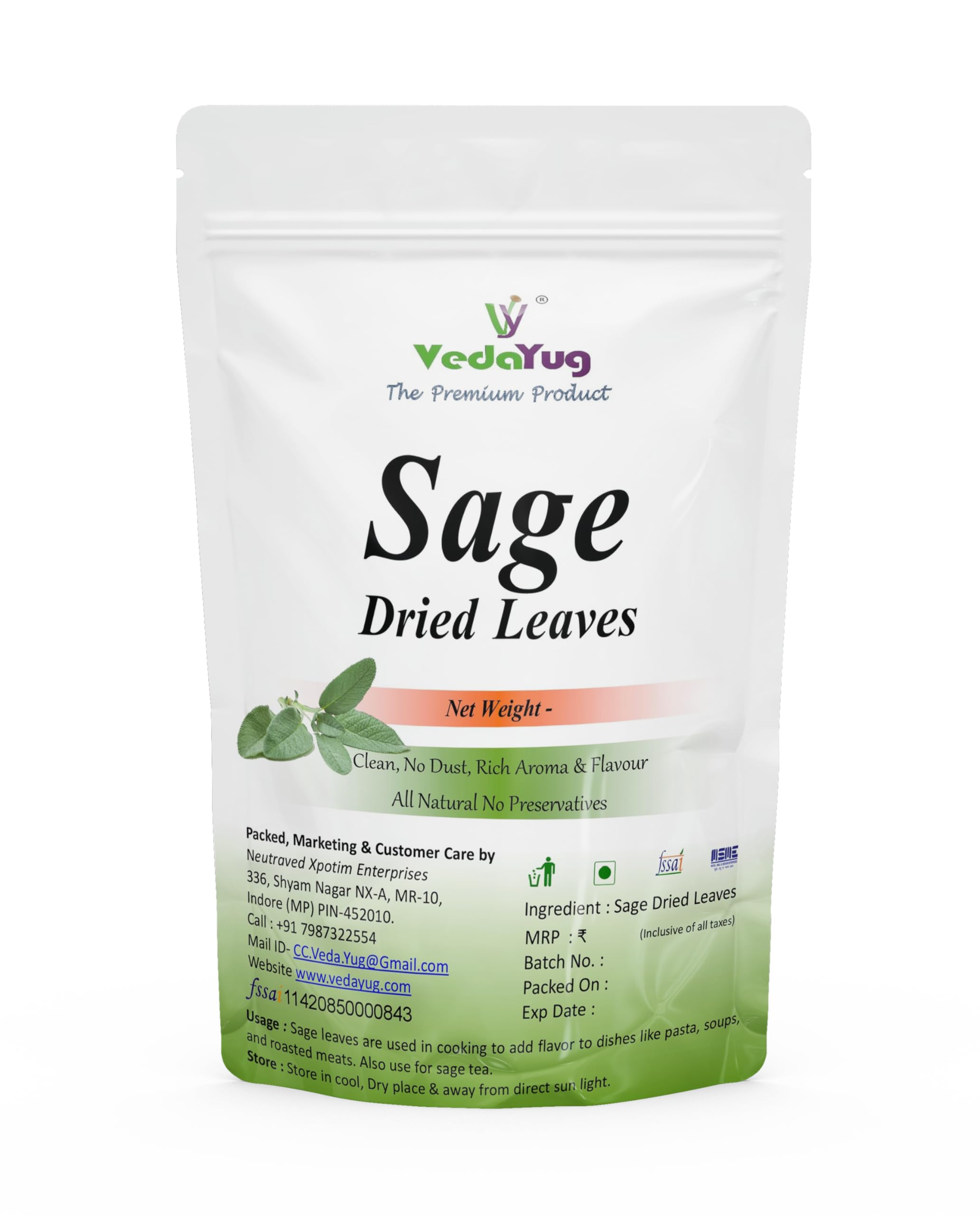 VY VedaYug Sage Leaves for Tea - 70g | 100% Natural Dried Sage Herb Spice | Herbal Iced Tea - 70g (B0CPFLJP39) Amazon Price History, Amazon Price Tracker