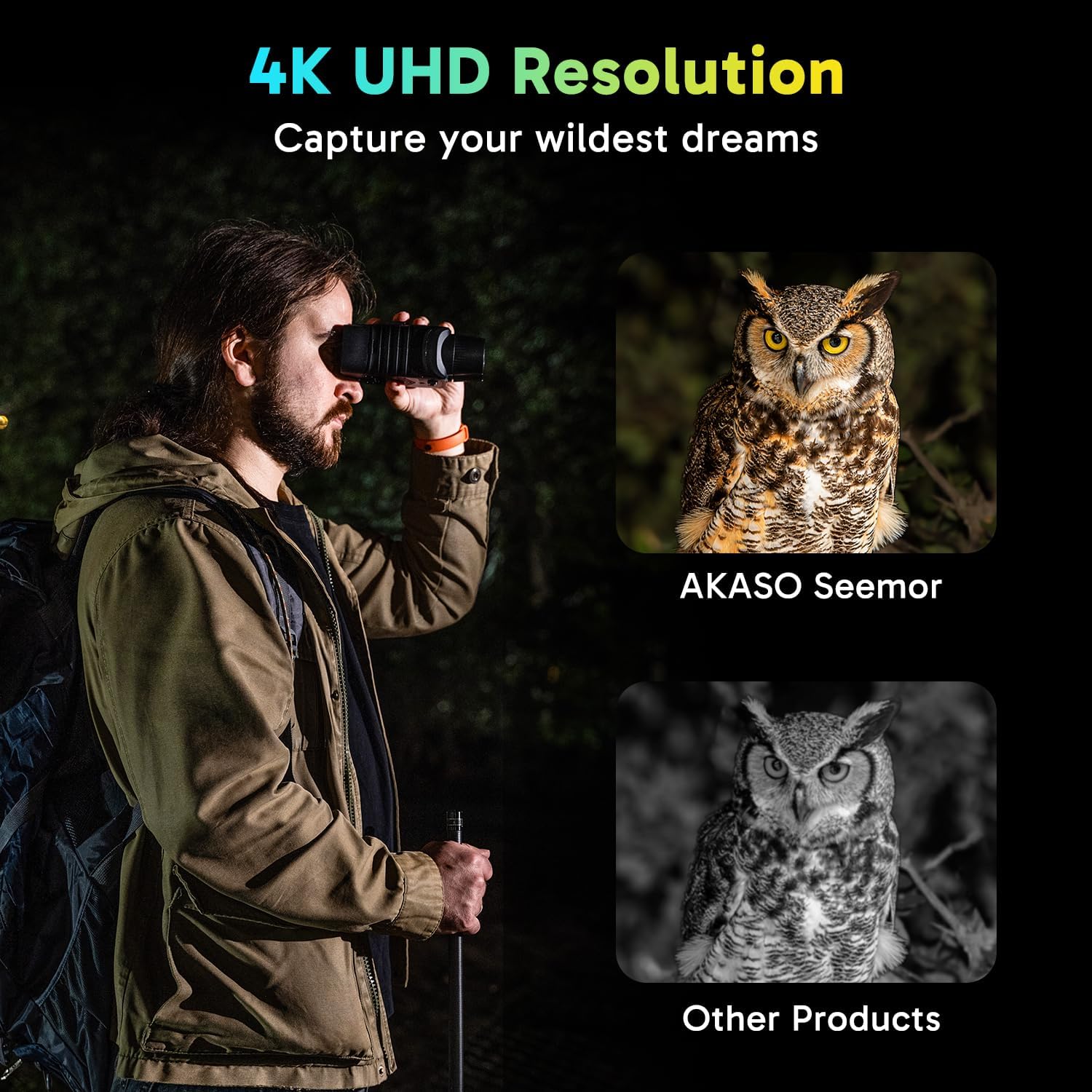 AKASO Seemor-200 Night Vision Goggles - 4K Full Color Night Vision Binoculars for Adults, App-Enabled Photo and Video Saving,AI-ISP 3280FT Viewing Range,16x Digital Zoom for Camping Hiking & Security - Image 4