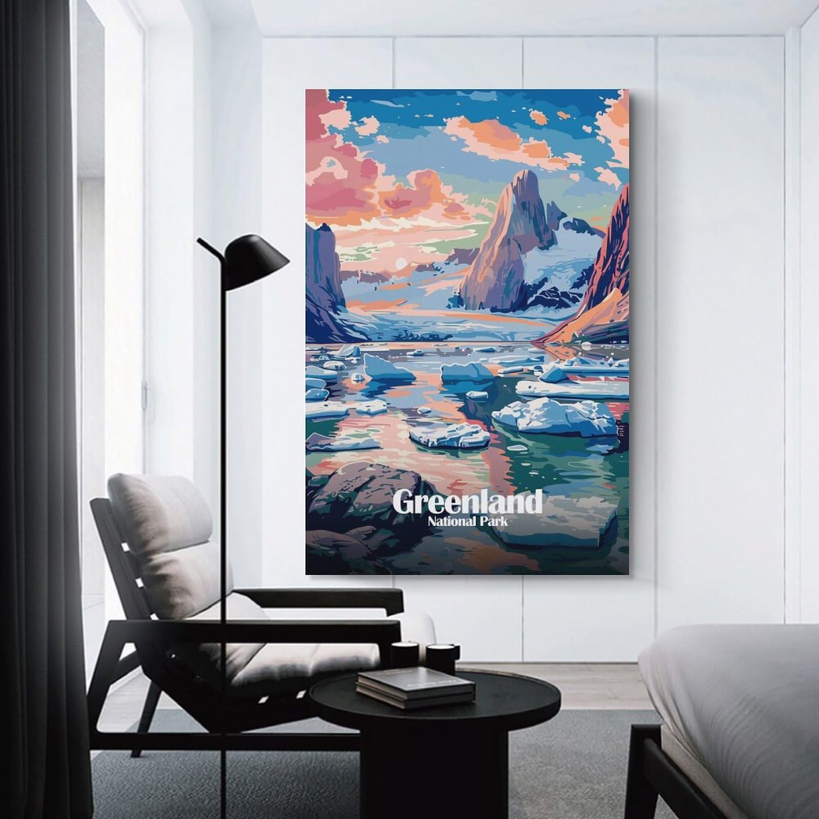 Junmoney Greenland National Park Landscape Art Wall Art Print, 24x36inch(60x90cm), for Bedroom Decor, Cosy Corners Or Studios, Decorative Wall Art for Cosy Rooms
