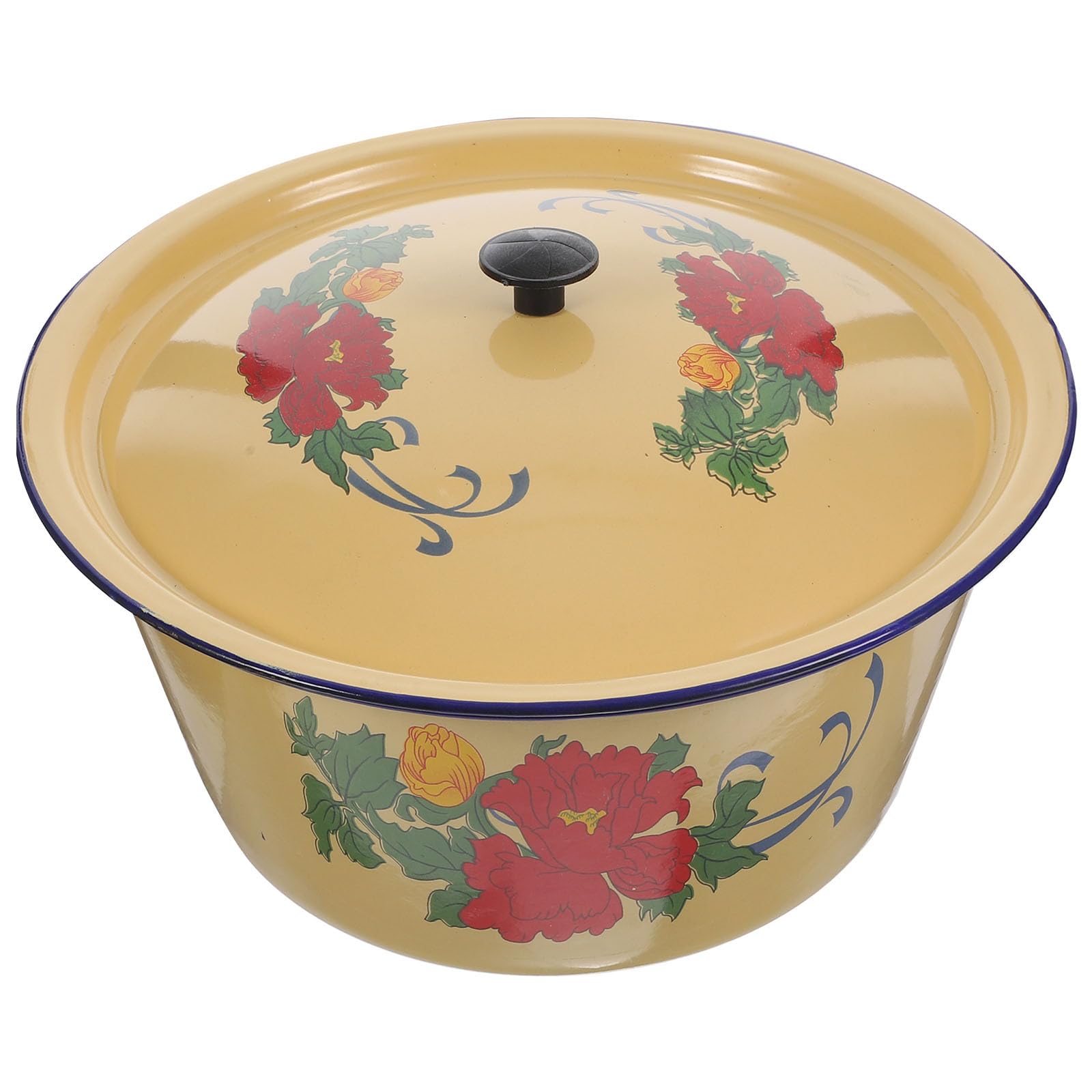 Abaodam Pentola per Stufati Smaltata Coperchio 26 Cm, Casseruola la Cottura di Alimenti e Brodo Domestico, Pentola Fondo Piatto per Riscaldamento Uniforme, Uso Cucina Stile Stili Multipli