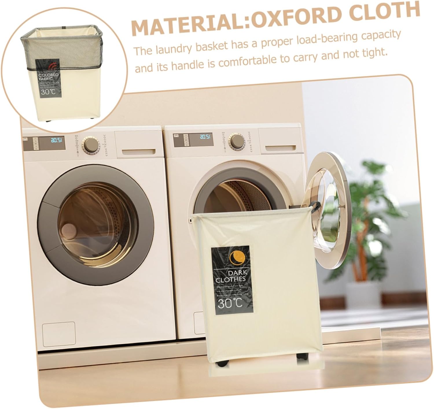 Collapsible Laundry Hamper with Wheels Large Capacity Foldable Clothes Basket for Bedroom Bathroom Fabric PU Leather Handle Easy Pull Storage Organizer