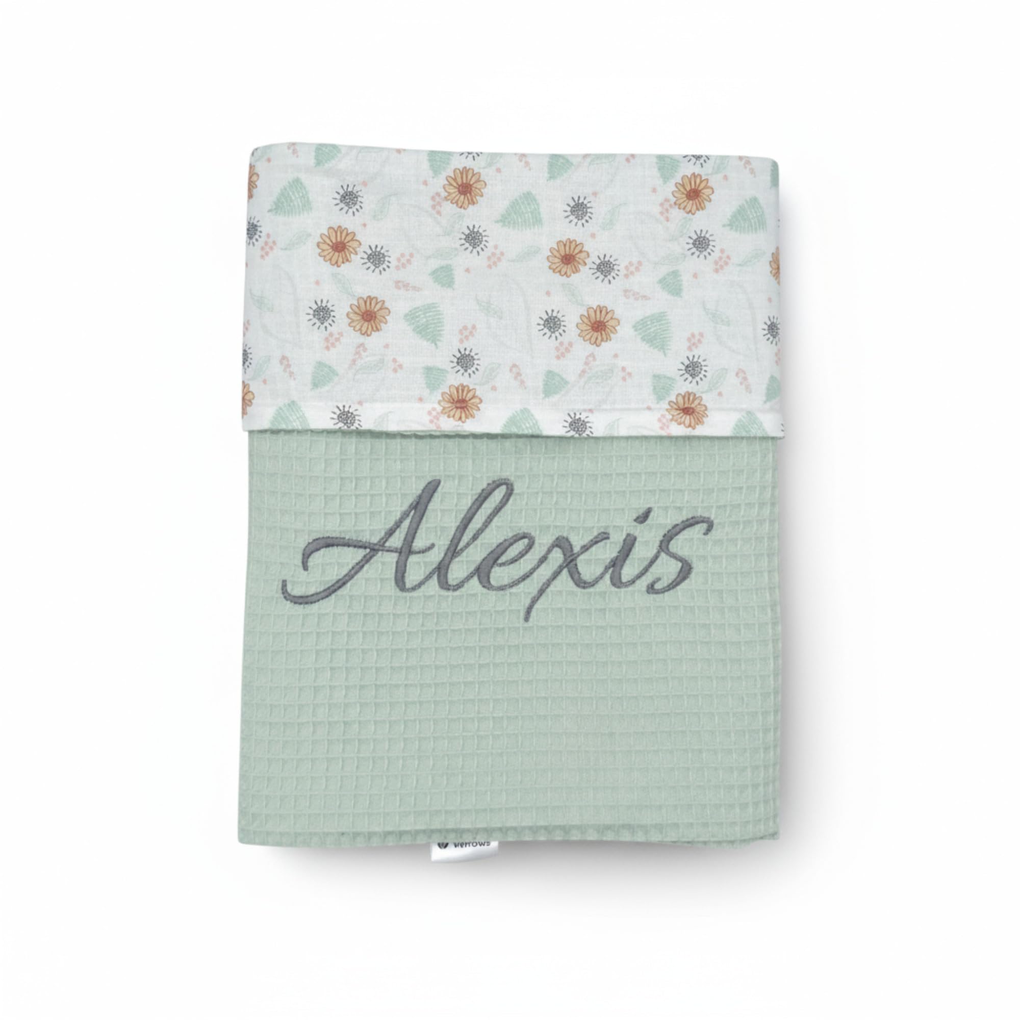 variouss Manta para Bebe Recien Nacido Personalizado con su Nombre Bordado, Cochecito o capazo. (019 Verde)