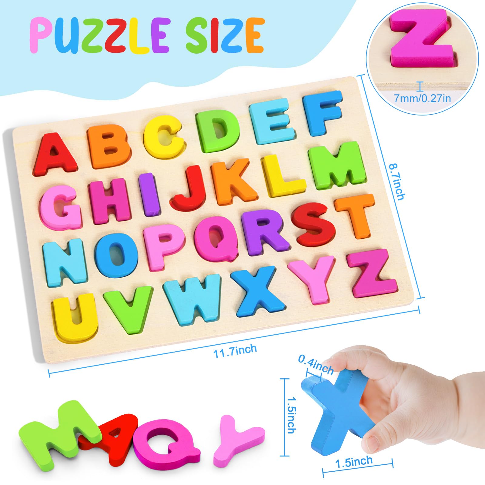 Alphabet Puzzle Wooden Puzzles for Toddlers 3 4 5 Year Old, ABC