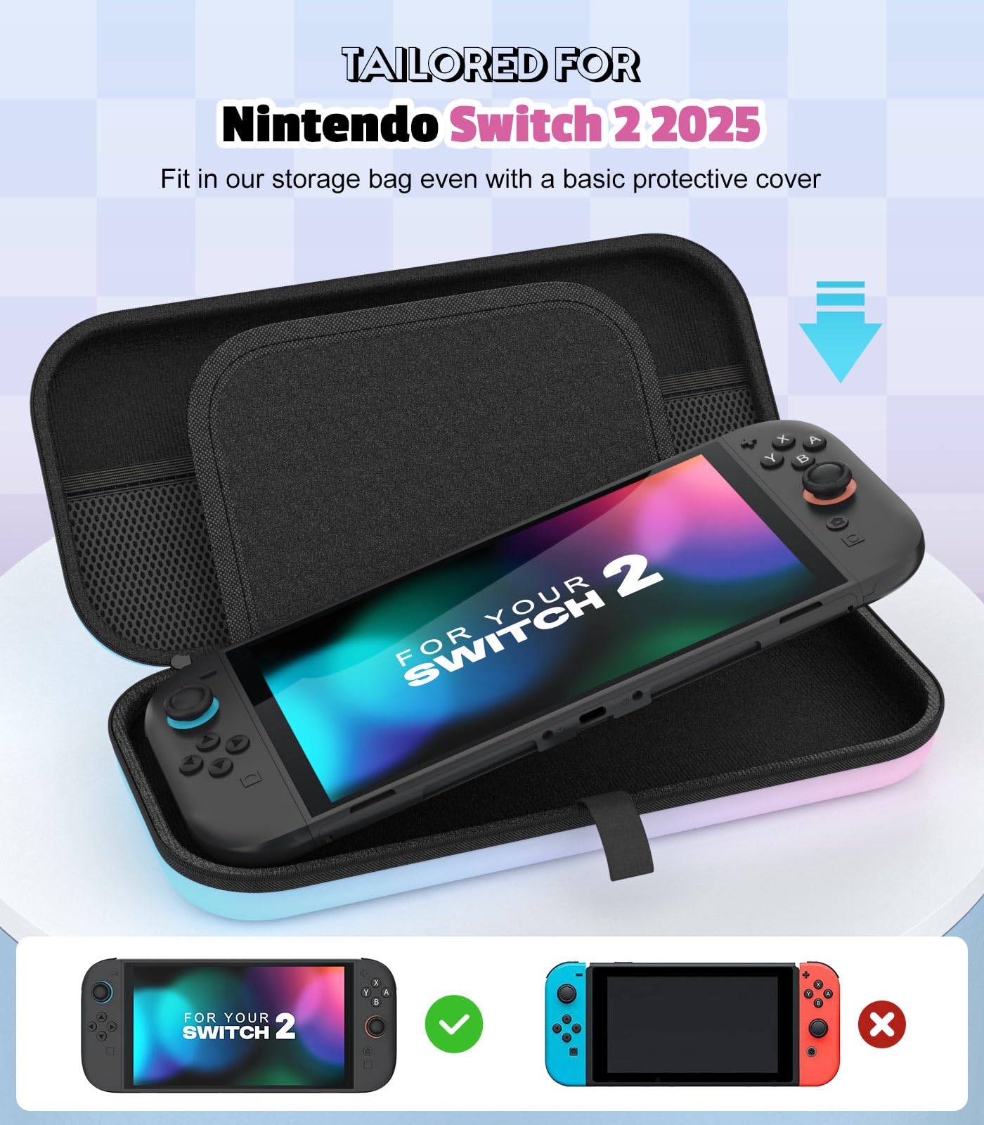 MoKo Custodia per Nintendo Switch 2 2025, Custodia da Viaggio Rigida Protettiva Portatile per Switch 2 Console Accessori, custodia sottile Cover con 10 Slot per Cartucce e Tasche