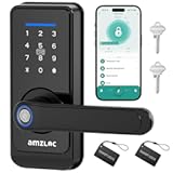 Smart Fingerprint Lever Lock&comma;Keypad Door Lock with Handle&comma;Keyless Entry Door Lock for Front Door and Bedrooms&comma;Electronic Code Deadbolt Lock&comma;Bluetooth App Control&comma;IP65 Weatherproof