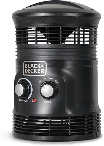 BLACK+DECKER Calentador eléctrico, calentador portátil envolvente de 360, mini calentador con ventilador y termostato ajustable, calentador de