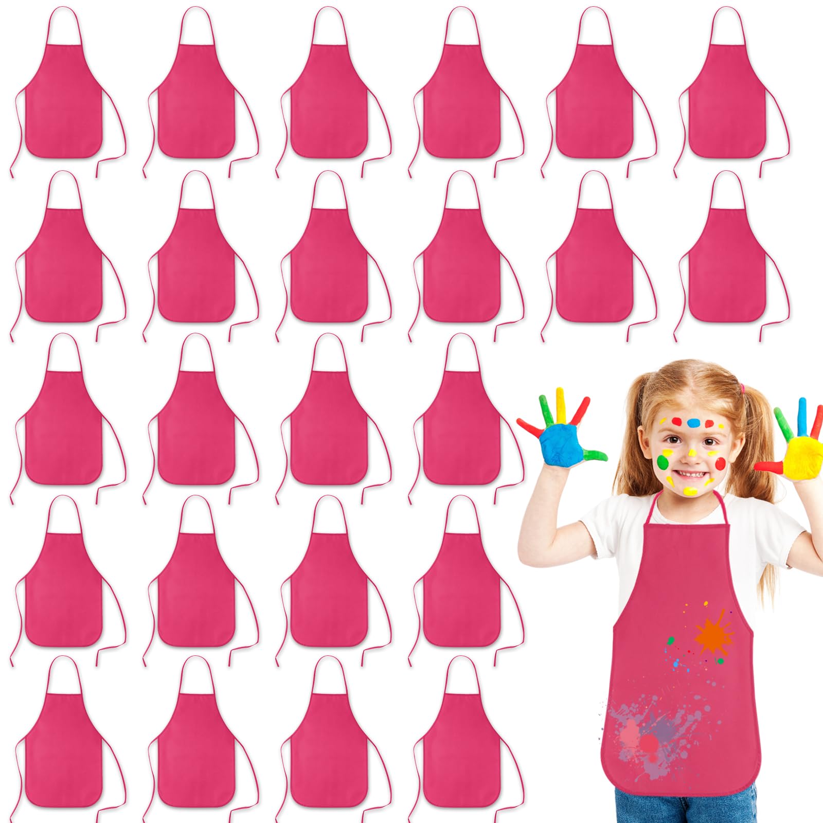 KUUQA 16/24/30/36/40Pcs Kids Apron Painting Aprons for Kids, Kids Paint Apron Art Smock for Classroom Painting Party Supplies
