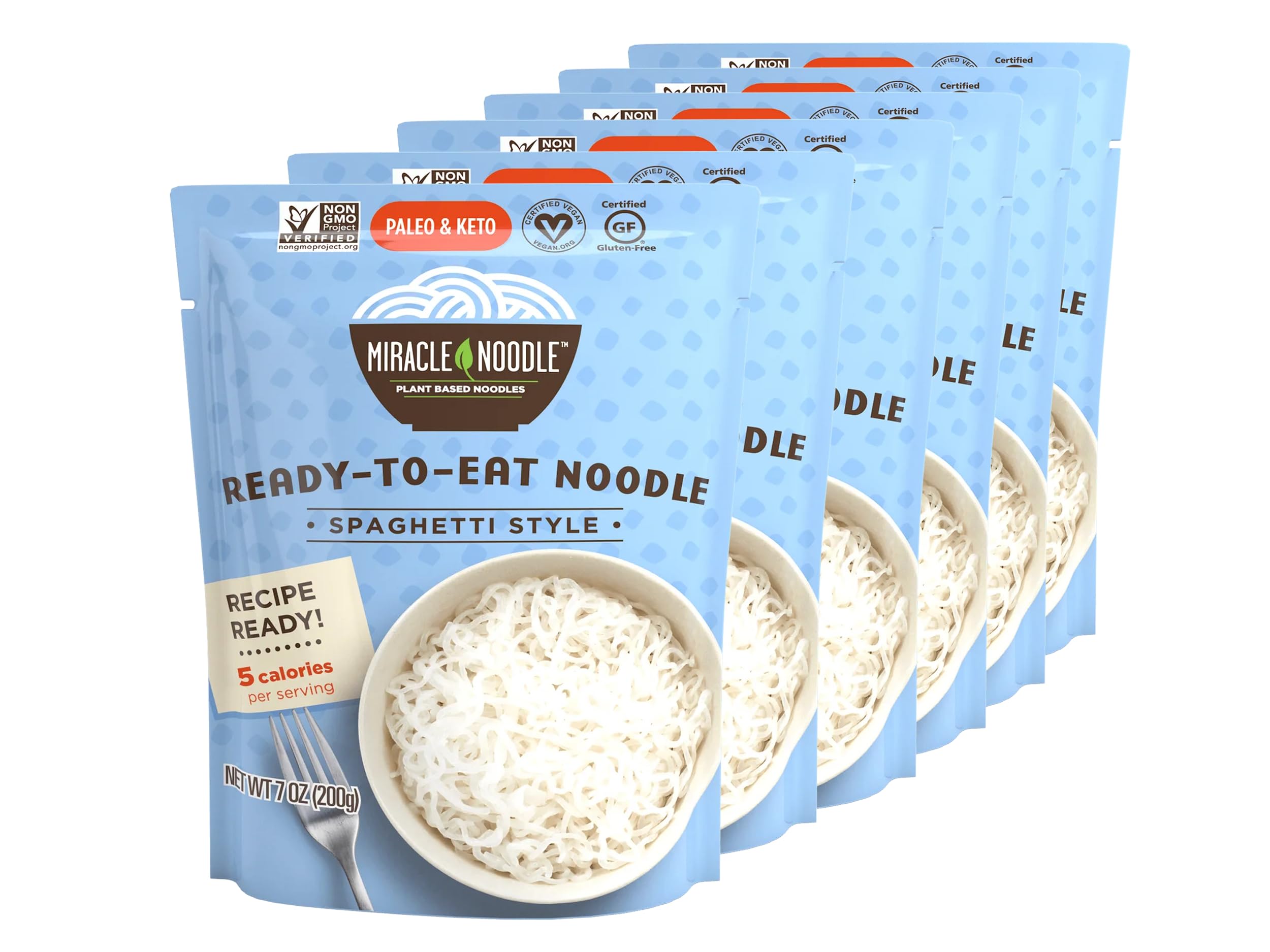 Miracle Noodle - Shirataki/Konjac Noodles - Vegan, Gluten Free, Kosher (Spaghetti, 200 g (Pack of 6))