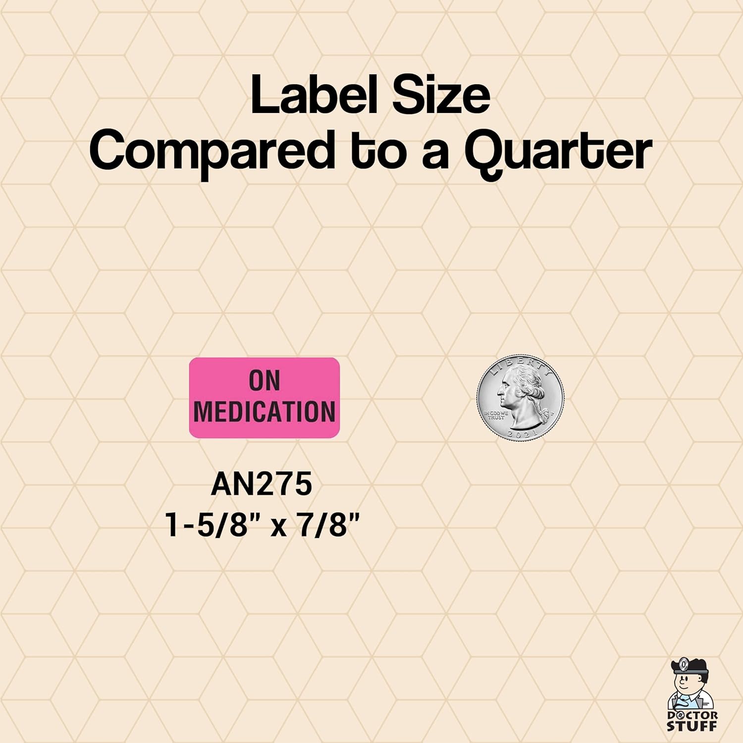 On Medication Sticker, Doctor Stuff - Veterinarian File Folder Chart Labels, Care Instruction Veterinarian Stickers, 1-5/8" x 7/8", Fluorescent Pink, 560/Roll, Tabbies Vet V-AN275