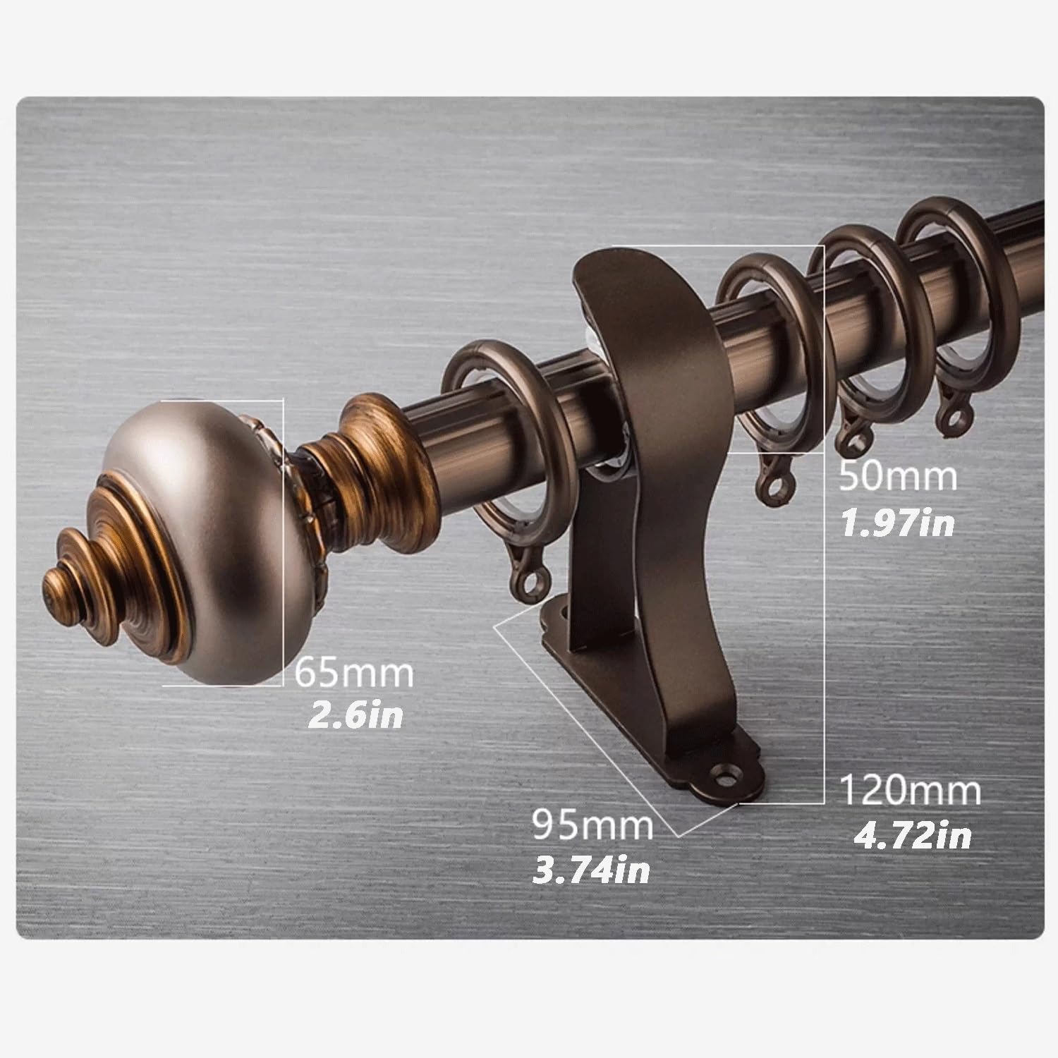 Tringle à rideaux robuste avec matériel de montage pour rideaux coulissants 1 voie - Solution de traitement de fenêtre pour rideaux et rideaux - 3,2 m