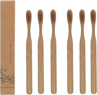 Bambus-Zahnbürsten-Set, biologisch abbaubarer natürlicher Holzgriff mit extra weichen Borsten, nachhaltige Mundpflege für Erwachsene, Zero Waste Reisezahnbürste für sanfte Reinigung (6 Stück)