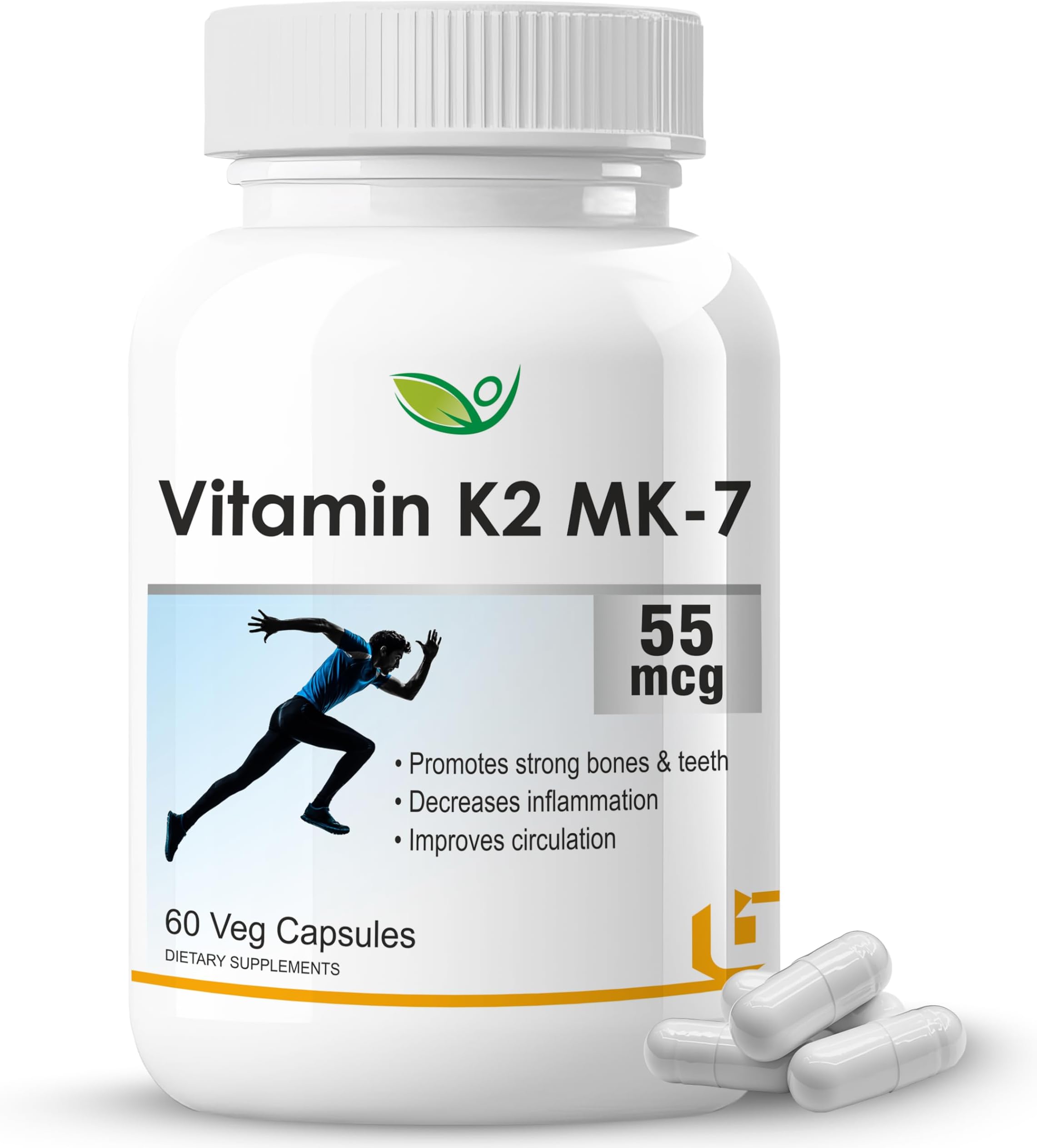 Biotrex Nutraceuticals Vitamin K2 MK-7 (Vegetarian Source) 55mcg | Bioactive Menaquinone-7 | Bone Health & Calcium Metabolism | High Absorption Formula | 60 Veg Capsules