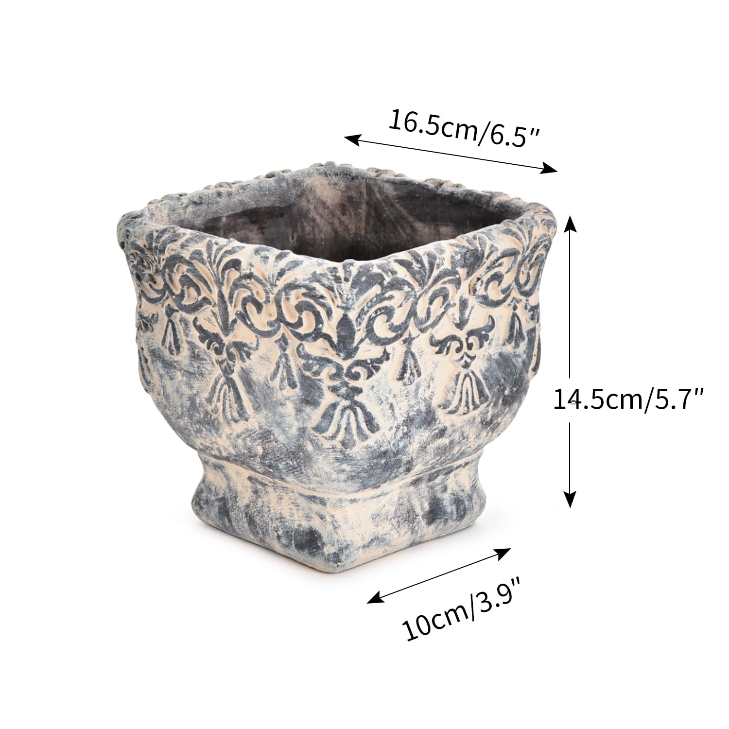 Sungmor 16.5 cm Zement Pflanztopf fr Pflanzen Sukkulenten Pflanzgef mit  geprgtem Design Vintage Beton Blumentpfe mit Drainageloch Dekorative  Orchidee Zimmerpflanzentopf Indoor Outdoor: Amazon.de: Garten