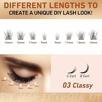 Cluster Eyelash Extensions 192 PCS Cluster Lashes Wispy DIY Individual Lashes Cluster Super Thin Band Eyelash Clusters Soft Mink False Eyelashes Mixed Tray