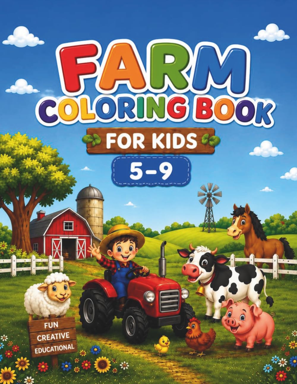Farm Coloring Book for Kids Ages 5-9