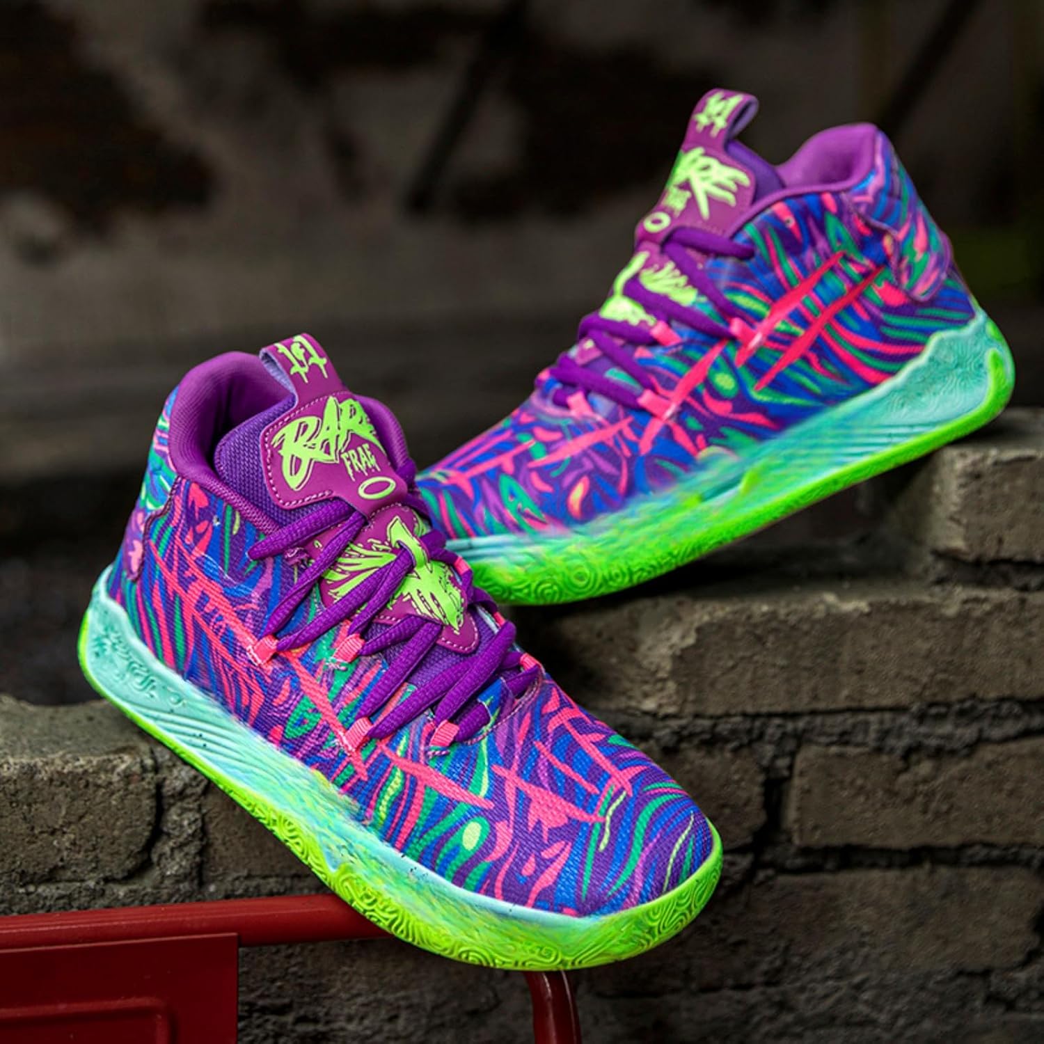 FOTN Womens Multicolour Lace Up Fashion Sneaker High-Top Casual Breathable Sports Athletic Walking Running Basketball Shoes - Image 5