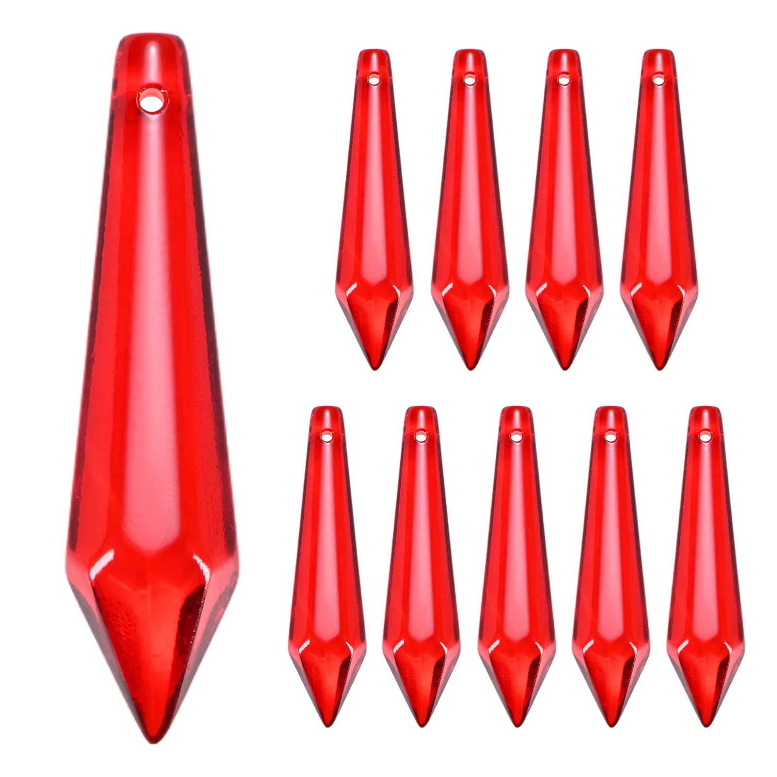 M METERXITY 10-Pack Crystal Icicle Prisms 53mm/2.09in, Dark Red