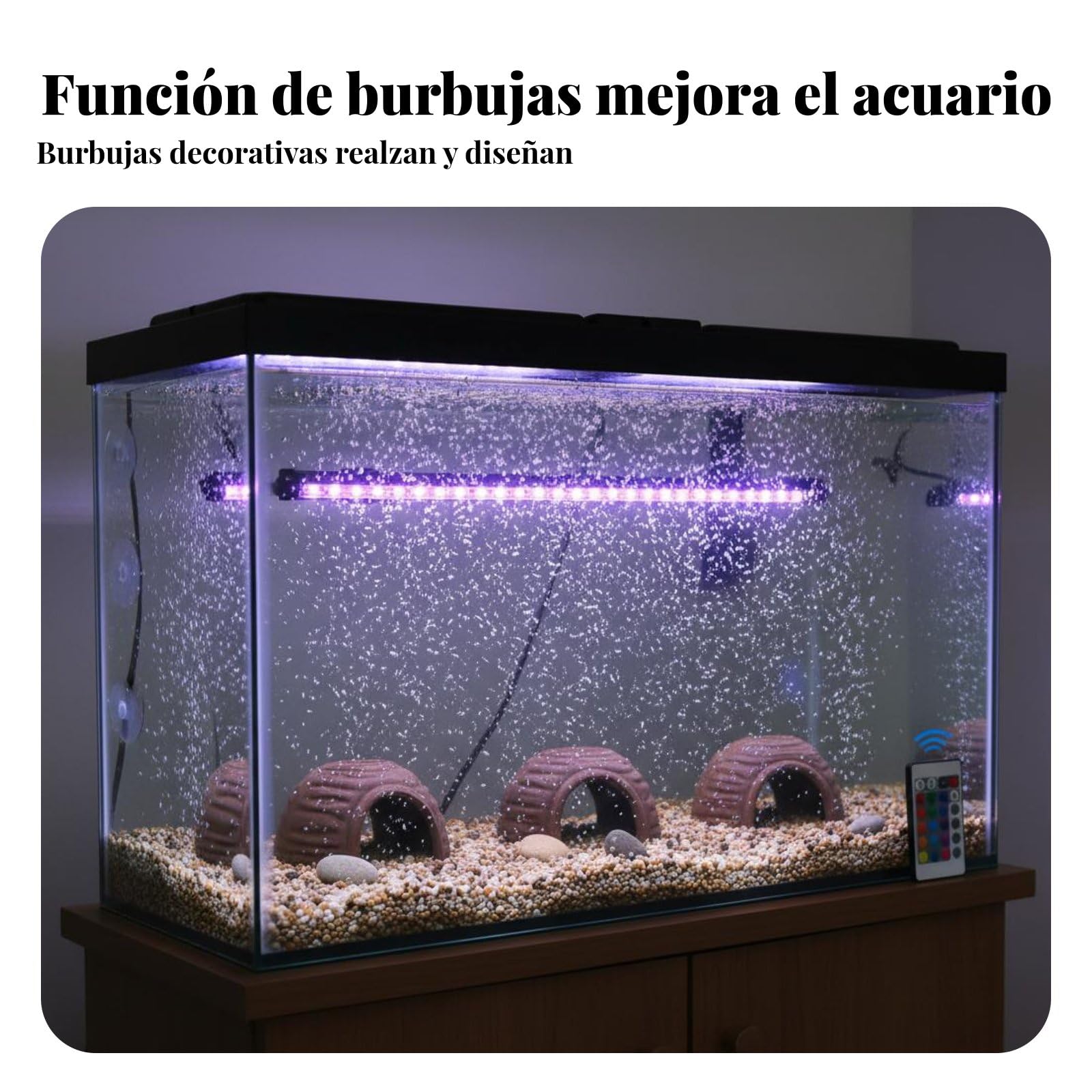 Harilla Lámpara para Acuario Luz de Burbujas Barra RGB Sumergible con Control y Modos Automáticos para Decorar y Oxigenar Ambiente Acuático Adecuada para, 76.5CM, Enchufe AU