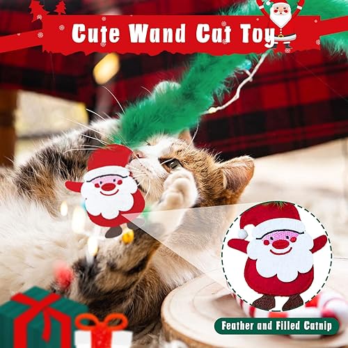 Miniatura 5 de Calcetines de Navidad para gatos, paquete de 10 juguetes navideños para gatos de interior, incluye juguetes de hierba gatera, bolas y juguetes de