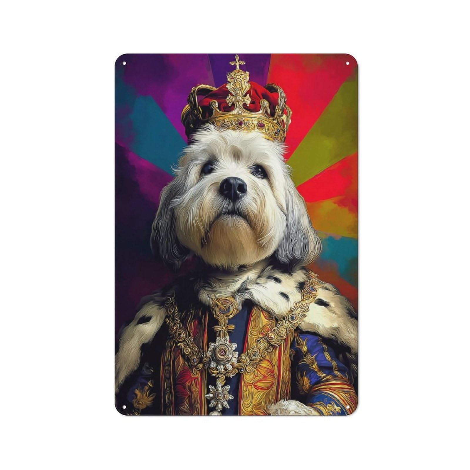 Tin Wall Plaque with Royal Canine Majesty Portrait -5 Design 30x20cm, Farmhouse Rustic Kitchen Decor for Dining Room, Cafe, Entryway Or Family Room