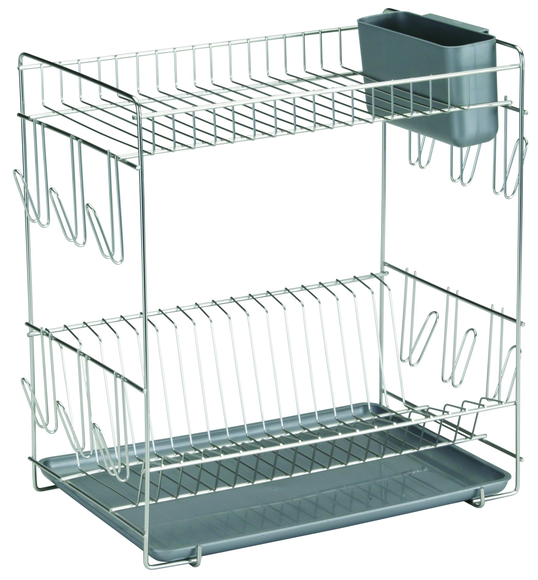 Sauvic Grey 90980 Dish Drainer With Tray Stainless Steel 43 X 25 X 41.5 Cm