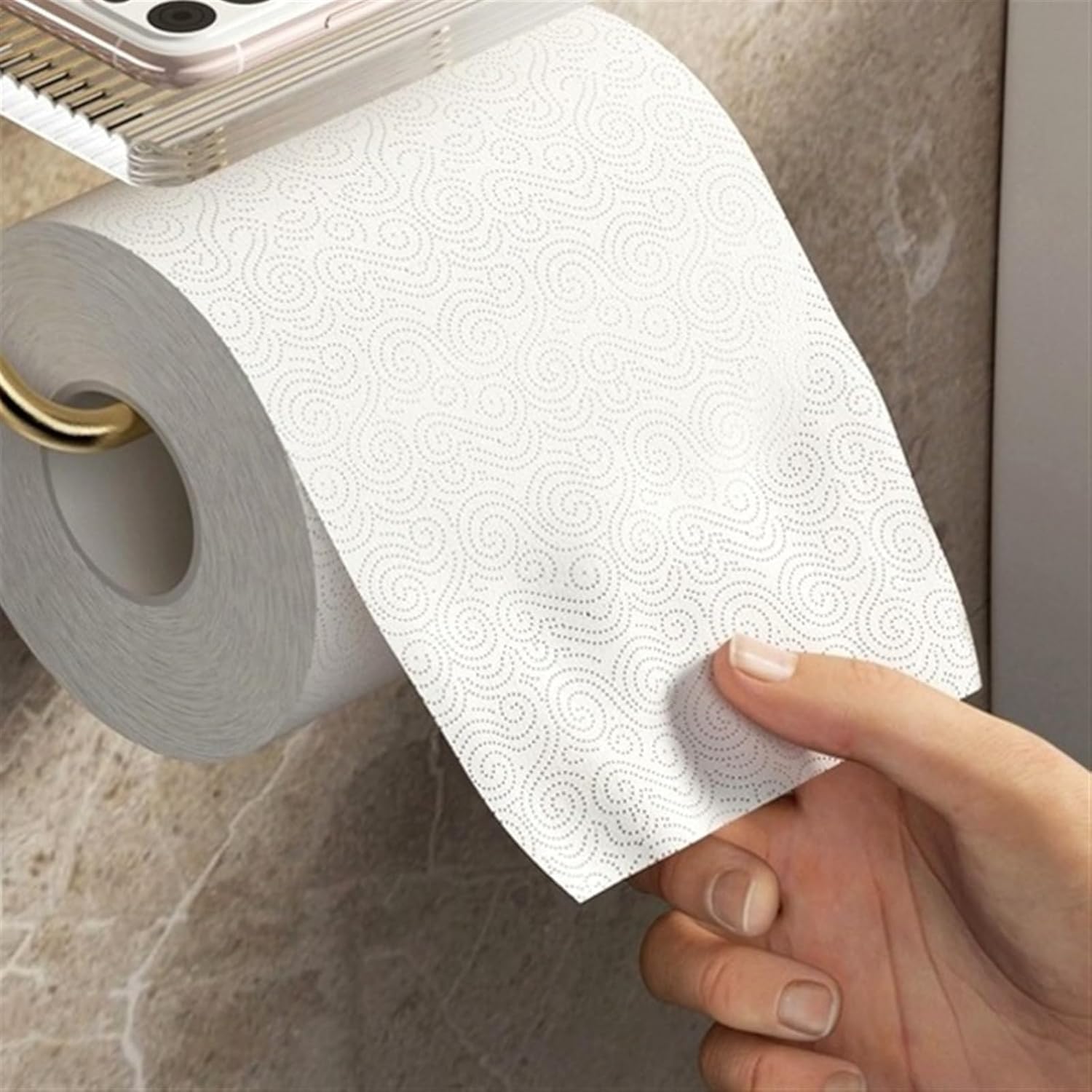 uchwyt na papier toaletowy, Dozownik chusteczek higienicznych z półką, uchwyt na papier toaletowy bez perforacji, chusteczki higieniczne, akcesoria łazienkowe
