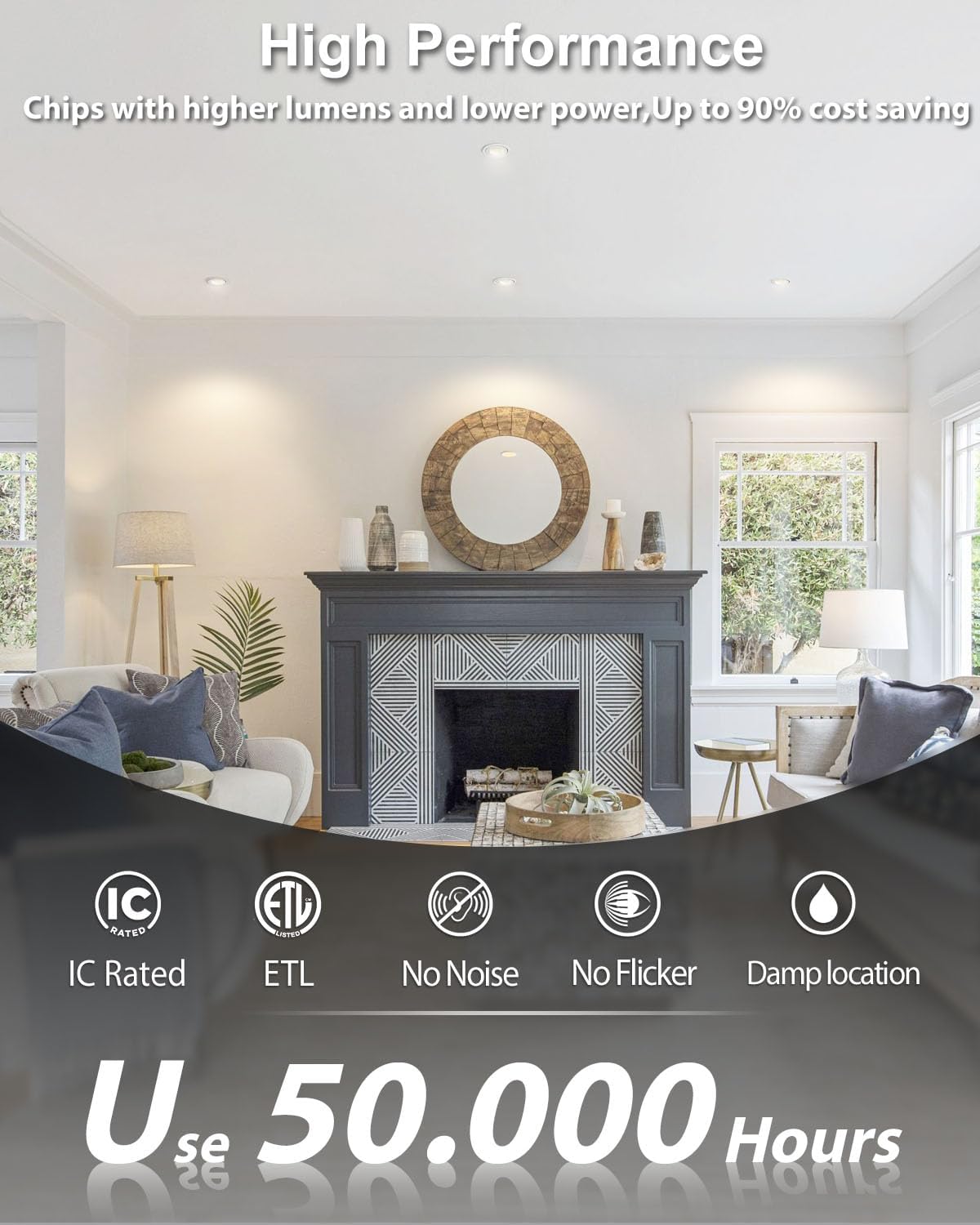 zouzai 3 Inch Gimbal Led Recessed Lighting, 360°+90° Adjustable Directional Recessed Lights, 2700K/3000K/3500K/4000K/5000K Dimmable Retrofit Eyeball Can Lights with Jbox,ETL (White, 12 Pack)