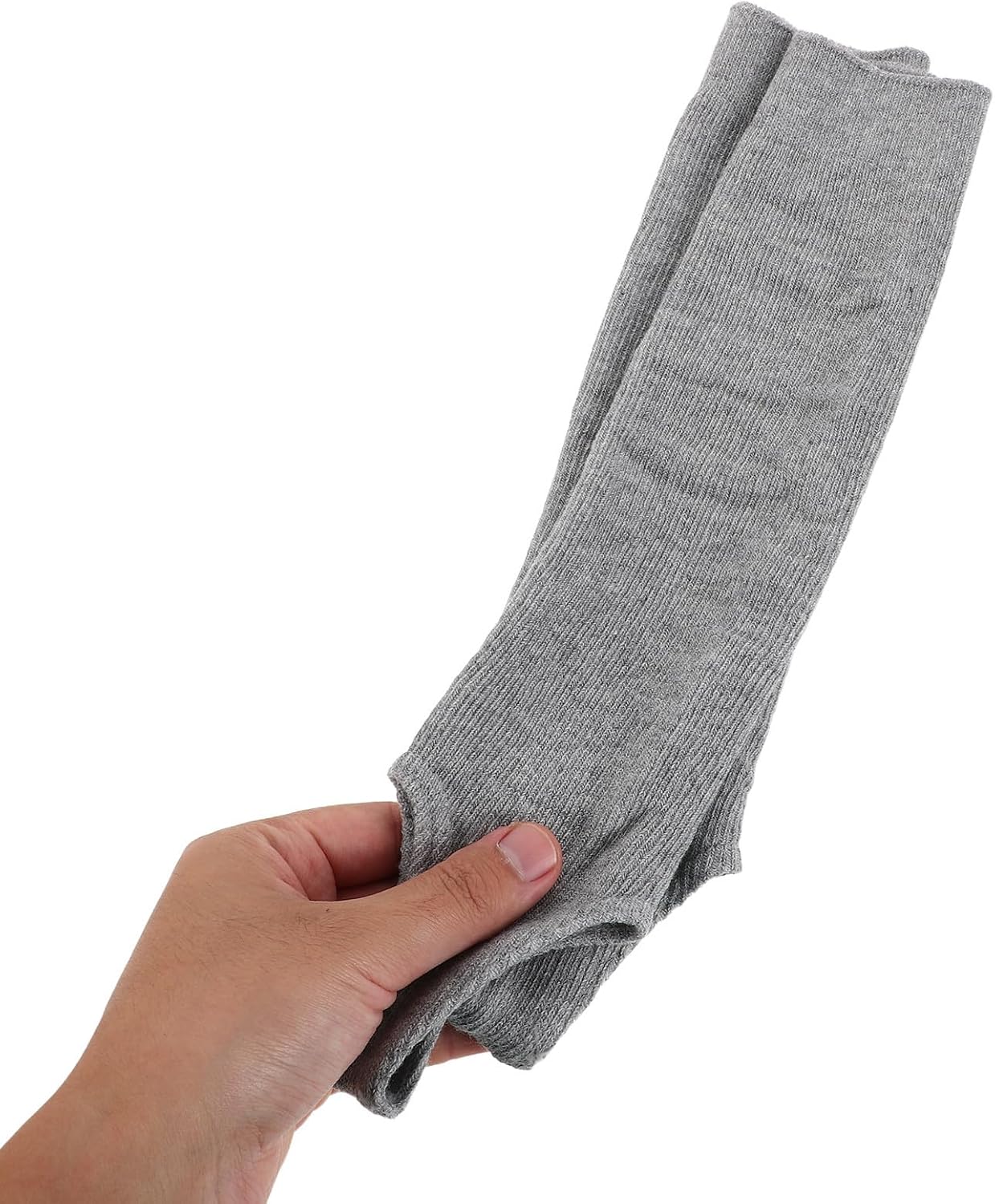 2 Pairs Ballet Style Knit Calf Leg Warmers for Women, Grey and White Stretchy Ballet Dance Socks, Toeless Lounge Socks for Yoga and Casual Wear