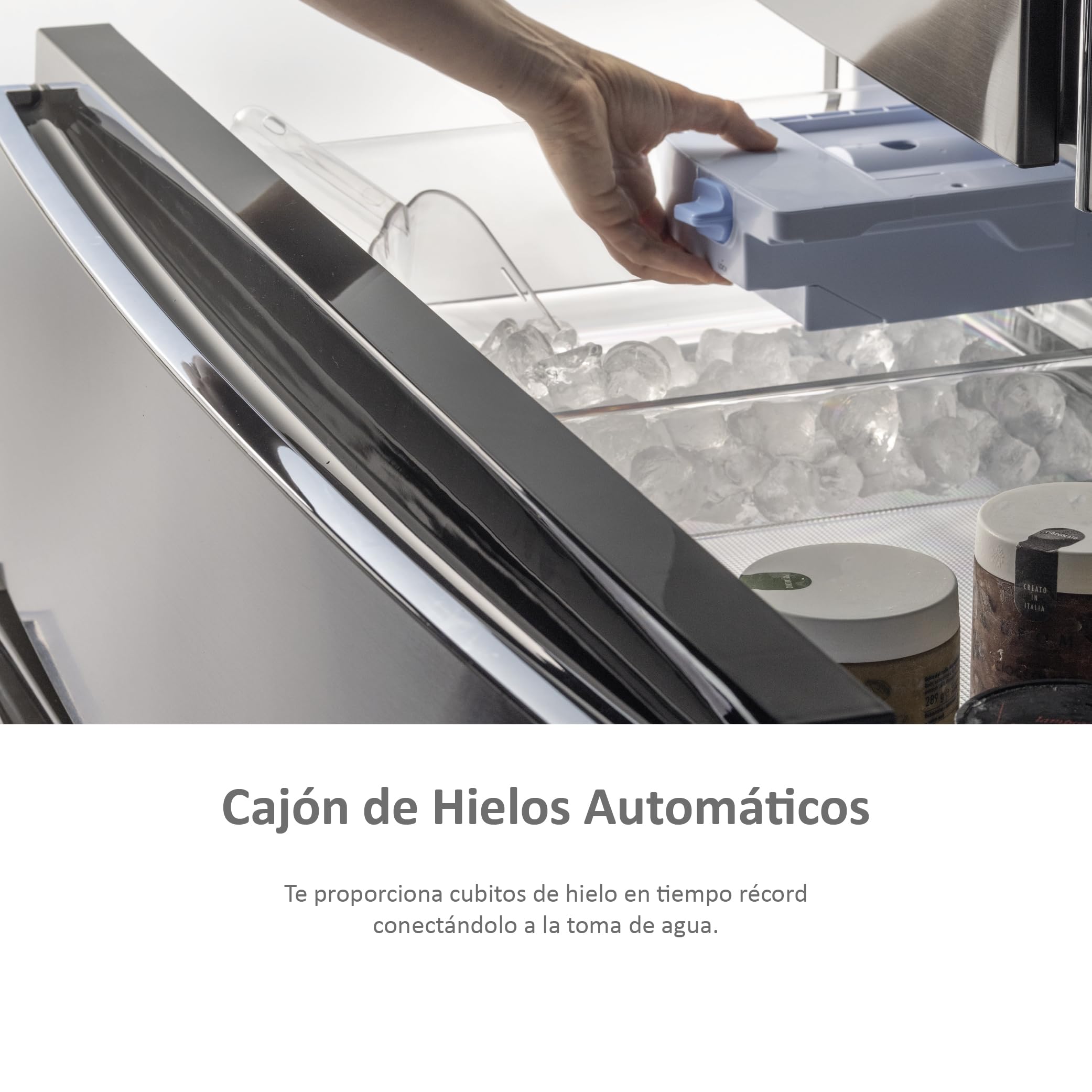 Haier FD 100 Series 7 HB26FSNAAA - Frigorífico, Puerta Francesa, Fabricación de Hielo Automática, Tecnología Antibacterias, Motor Inverter, Ancho 100cm, Capacidad XXL,Total No Frost, Titanium