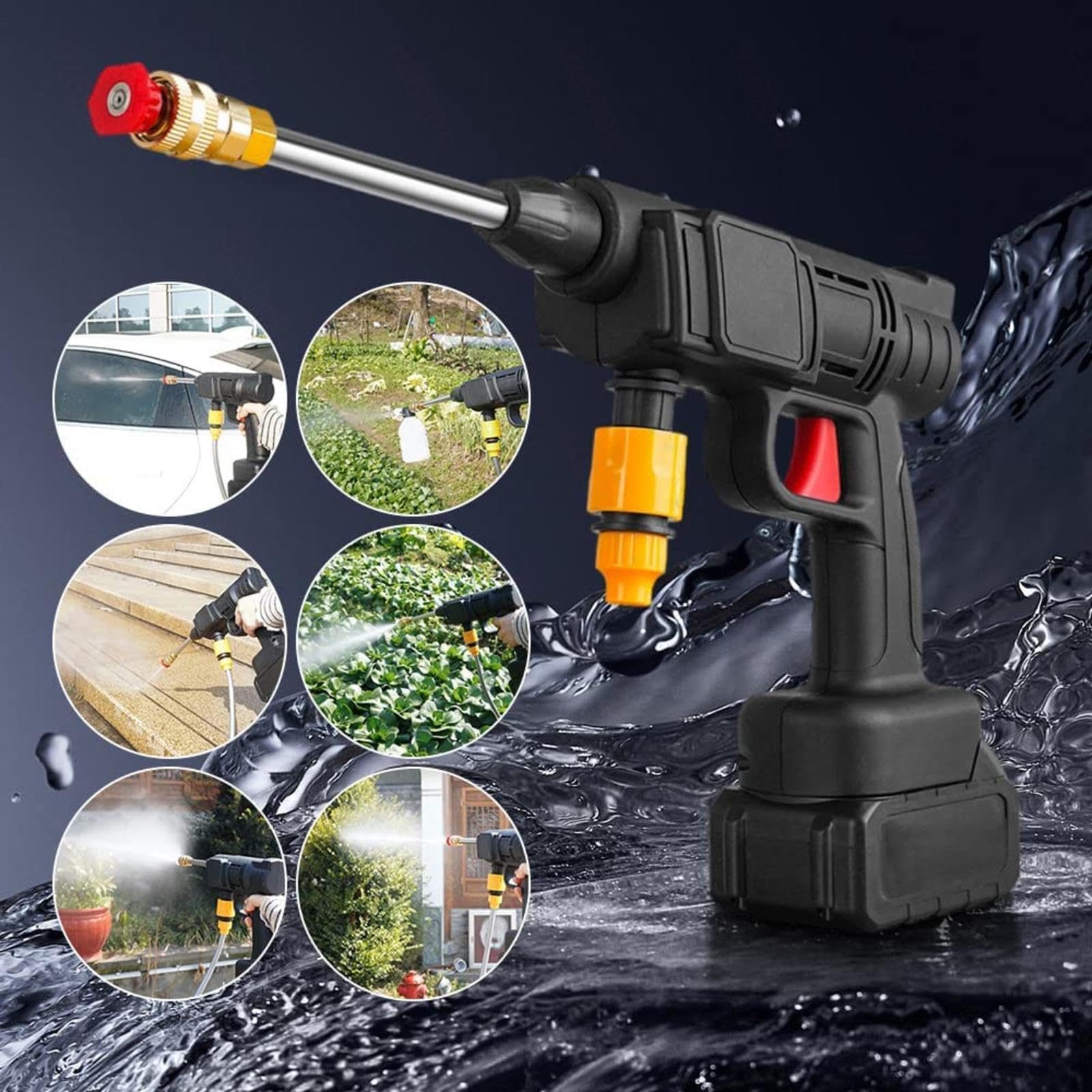 Hidrolimpiadora A BateríA, Potencia 600w, Dos BateríAs 24v1500mah Lanza Hidrolimpiadora, Fuerte PresióN De Agua Pistola De Limpieza, Conozca Una Variedad De Limpieza