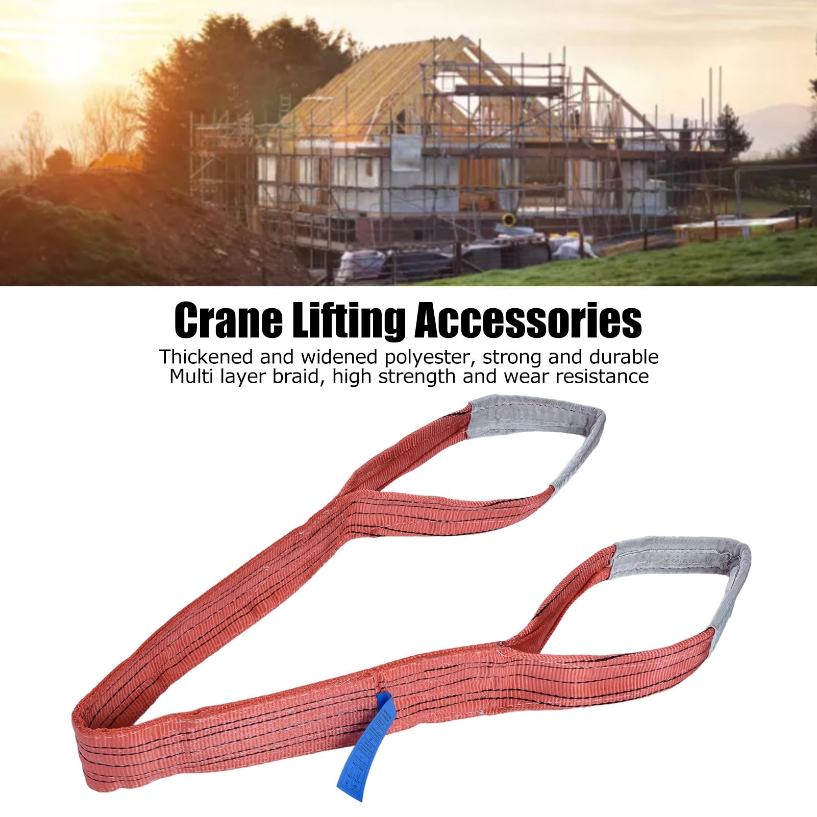 lingue de Levage Plate Robuste 5T, Sangle en PES Haute rsistance de pour grement de Grue, Construction, Machines, Transport (2m)