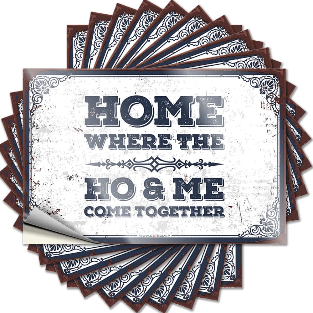 Stickers for Man Cave Funny Heavy Metal Uv Resistant Home Where The Ho & Me Come Together | Vinyl Decor Student Driver Sticker Car(12X18CM-6Pcs)