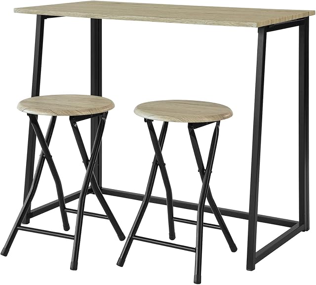 SoBuy® Folding Bar Table and 2 Folding Stools, Home Kitchen Breakfast Bar Set Furniture Dining Set, OGT18-N