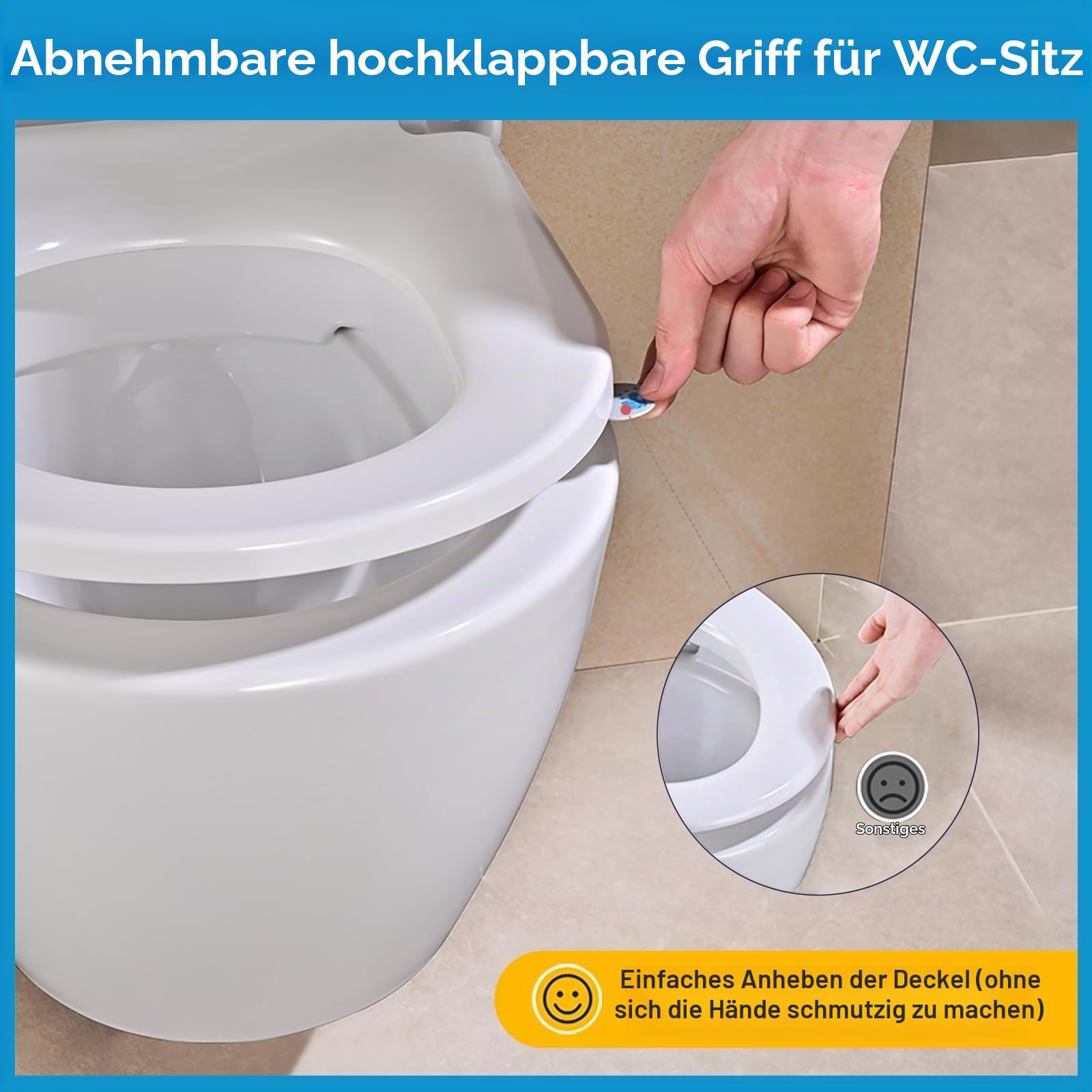 YEAUPE PRO D-Form WC Sitz mit eleganter Rautenmuster, Toilettendeckel Soft-Close [LANG], Absenkung, kratzfest & leise, schnell abnehmbar, einfache Montage, 46,4×35,9 cm