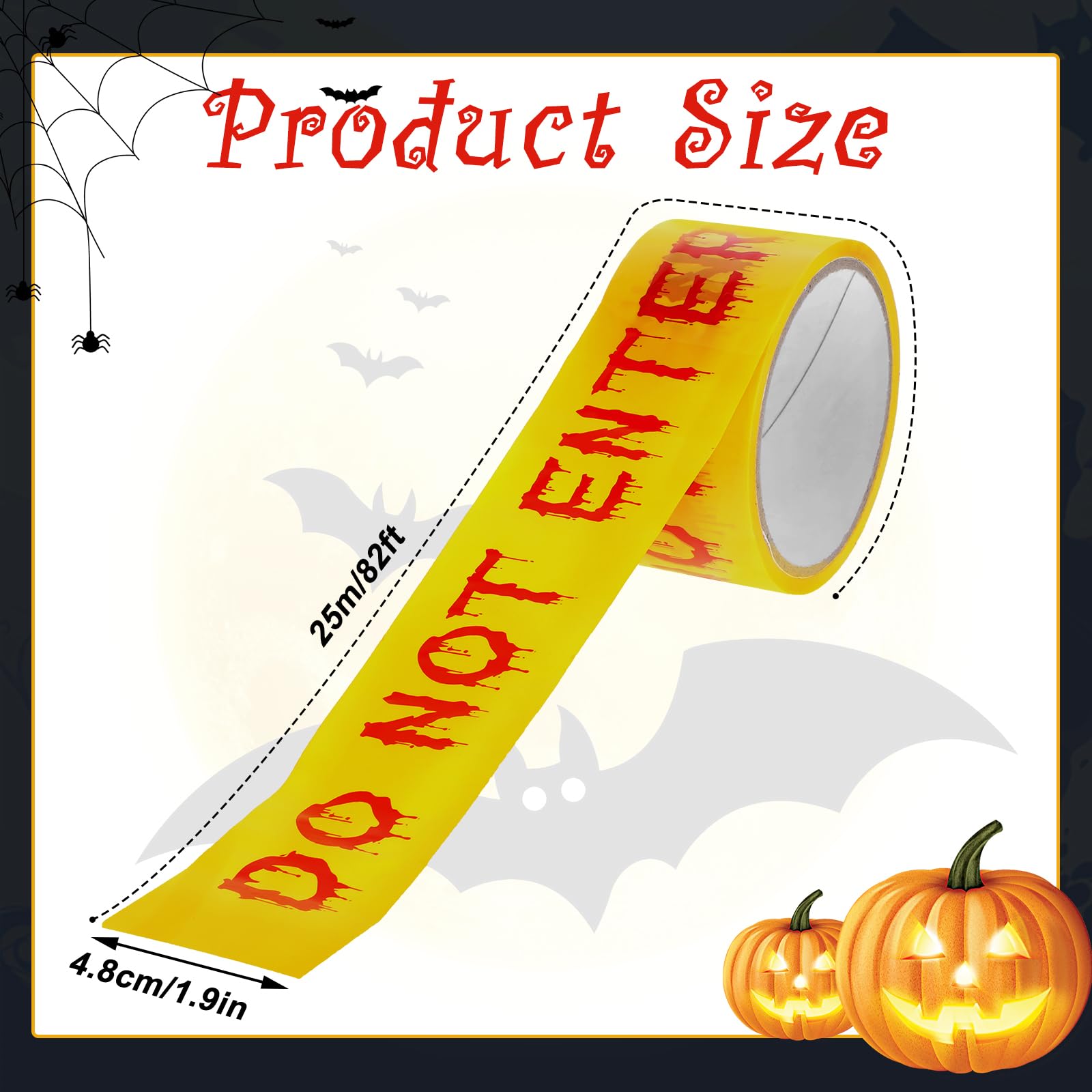 Amabro Taśma ostrzegawcza z dekoracjami na Halloween, 4,8 cm x 25 m, nie wchodź, straszna taśma ostrzegająca o niebezpieczeństwie, dekoracje na Halloween, straszna rolka taśmy na imprezy(DO NOT ENTER)