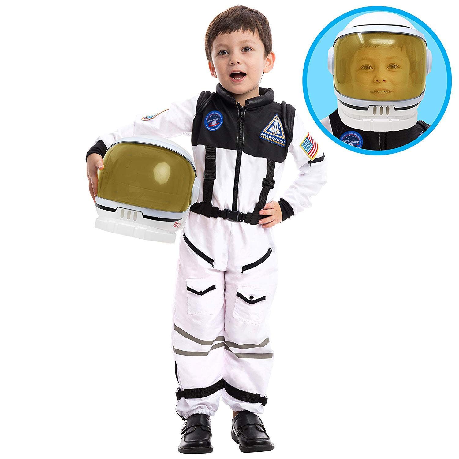 Spooktacular Creations Astronaut Costume Space Suit with Moveable Astronaut Helmet Perfect for Toddler Girls Boy Halloween Cosplay Theme Party