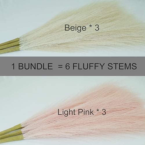 Miniatura 3 de Hierba de las pampas sintética, pequeña, de 17 pulgadas, hierba artificial de las pampas, relleno de jarrón de ramas de hierba falsa, decoración