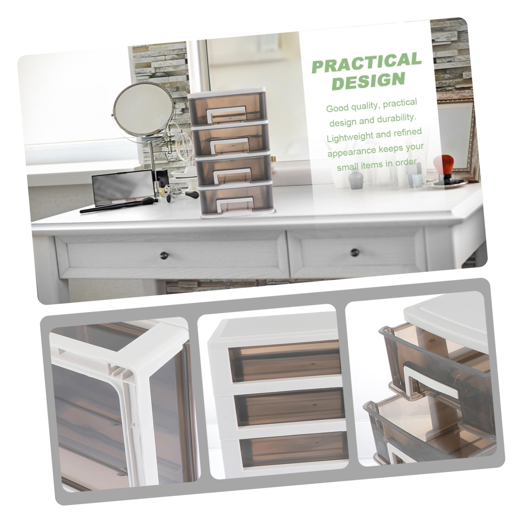 HOMSFOU Scatola Portaoggetti Multi- Trasparente in Plastica Cassettiera Impilabile da Scrivania per Cosmetici e Accessori Organizer Pratico e Capiente per Casa e Ufficio