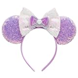 Purple Mouse Ears Headbands With Shiny Bows & Sequins, for Girls Women Costume Cosplay Glitter Party; FG-ZB