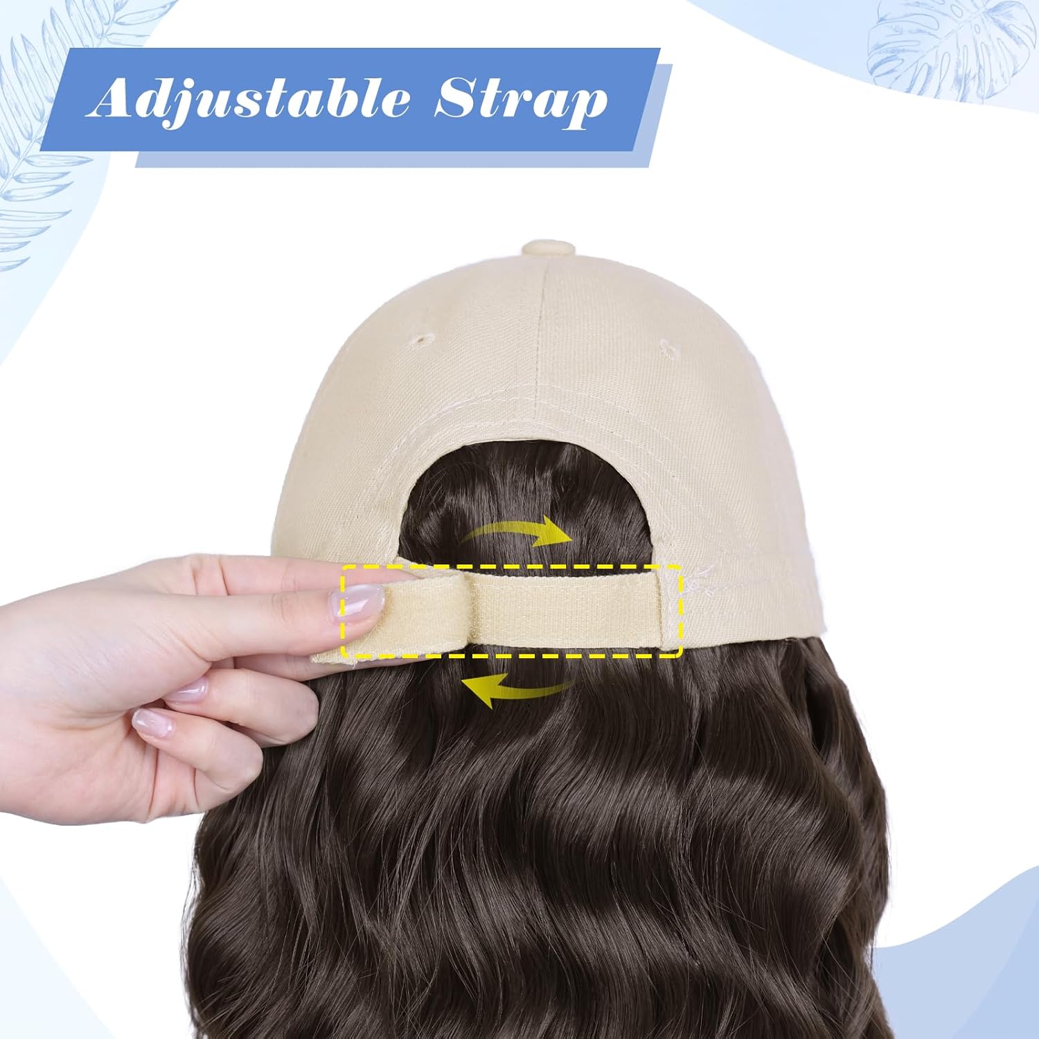 AISI QUEENS Hat Wig Hat with Hair Attached for Women Cap with Hair Attached for Women Baseball Cap Wig Extensions Short Wave Synthetic Adjustable for Daily Use（14inch）