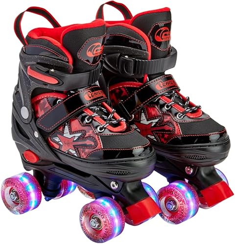 Chicago Skates Glitzy - Patines de ruedas para niños, patines ajustables para niñas y niños, ruedas iluminadas, patines cuádruples duraderos para