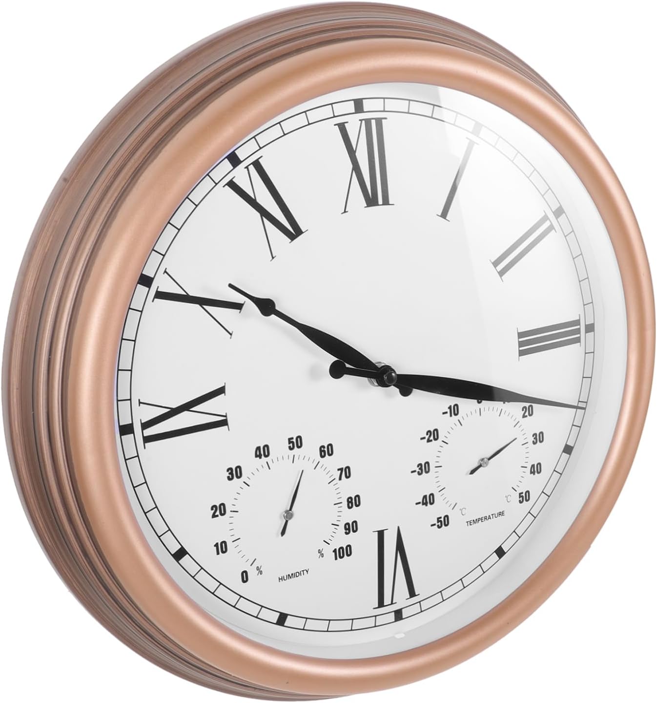 15 Inch Waterproof Outdoor Clock with Thermometer and Hygrometer Silent Non-Ticking Wall Clock for Garden Patio and Pool Use