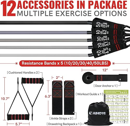 Miniatura 6 de Bandas de resistencia para entrenar bandas de ejercicio, bandas de resistencia, bandas de fitness, bandas elásticas para ejercicio, bandas de