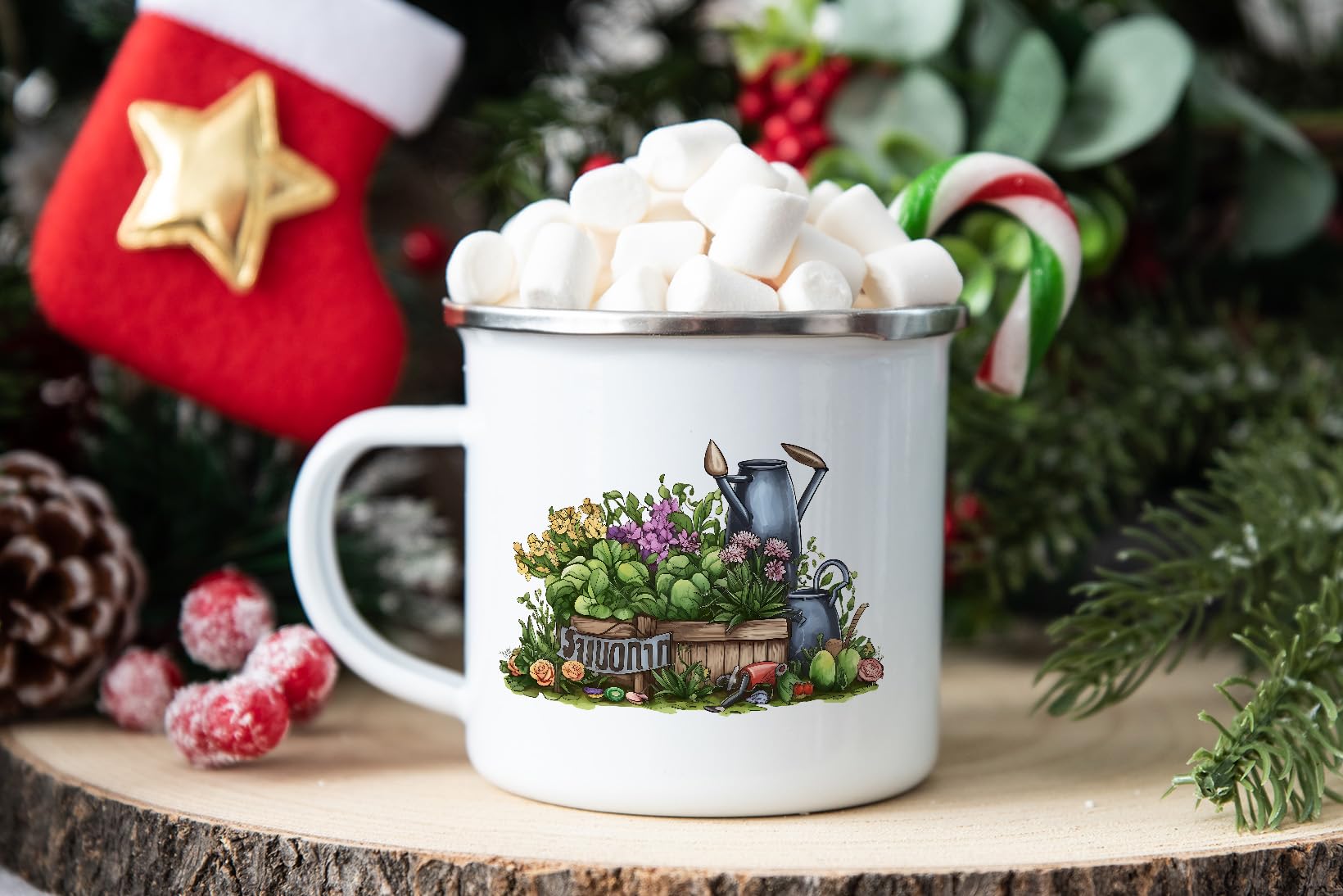 MAXIKIWI - Durable Enamel Coffee or Tea Camping Mug for Indoor Outdoor Use - Gardening Collection - 350ml - Image 6