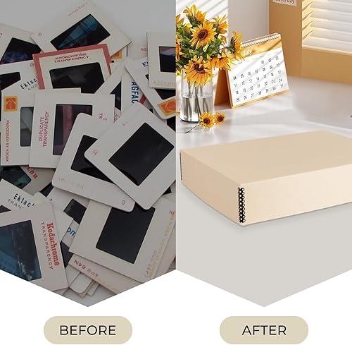 Miniatura 7 de Golden State Art, Caja de almacenamiento de diapositivas de archivo, organizador de bordes de metal sin ácidos con 6 estuches interiores de