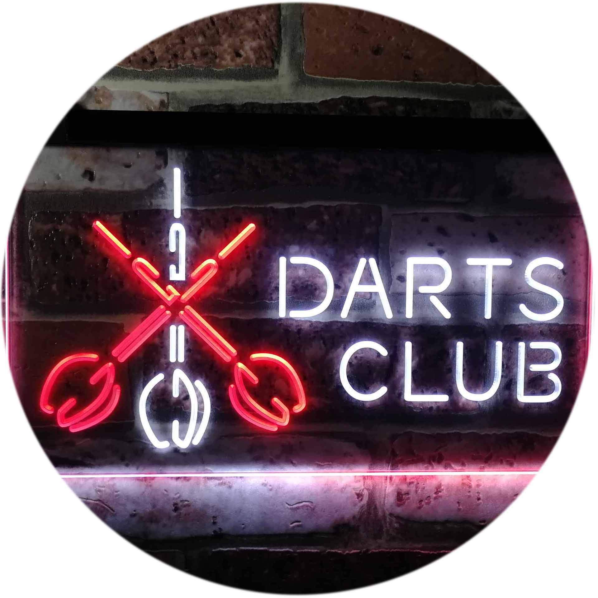 ADVPRO Dart Clubs Bar Pub VIP Open Dual Color LED Neon Sign White & Red 600 x 400mm st6s64-i3185-wr