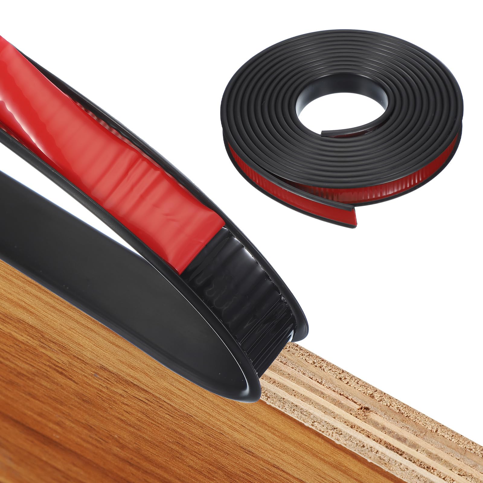 QUARKZMAN Borde En Forma De U De TPE Autoadhesivo Banda De Canto Flexible para Muebles 4m x 15mm Protector De Bordes para Estantes Gabinetes Mesas Reparación Restauración (Negro)